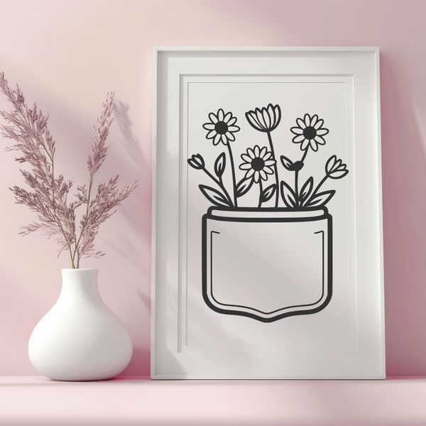Wild Flower Pocket Design SVG A delicate floral design featuring a wild flower pocket motif in vector format.