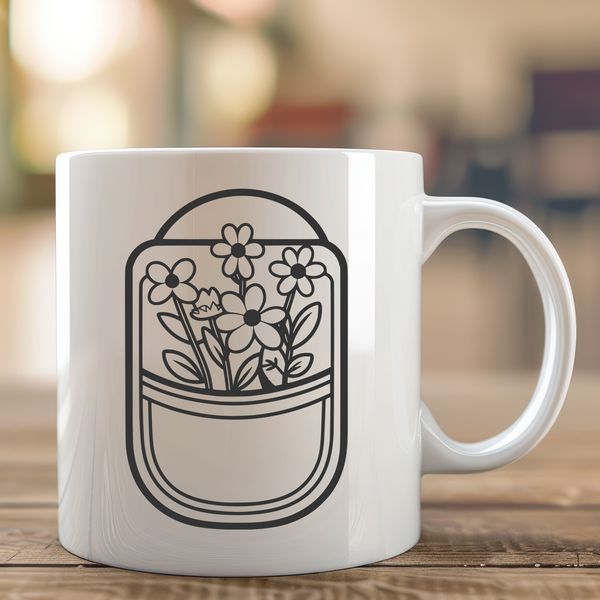 Beautiful Flower Pattern in a Pocket Shape A floral pattern featuring a stylized wild flower in a pocket design.