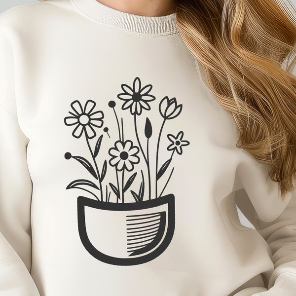 An intricate floral pattern featuring a stylized wildflower in a pocket design, suitable for vector-based applications.