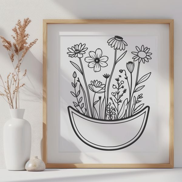 A stylized illustration of a flower pocket, suitable for use in digital projects and crafts.