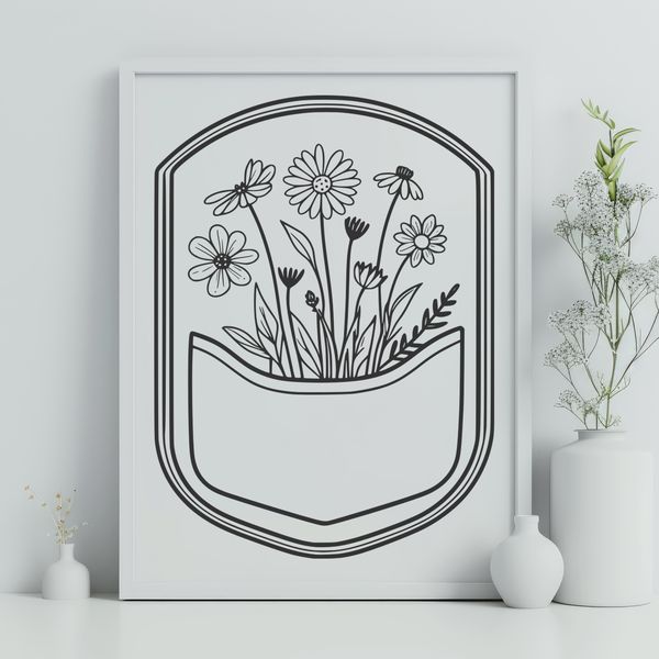 Beautiful Wildflower Pocket Design Vector illustration of a wild flower pocket design.