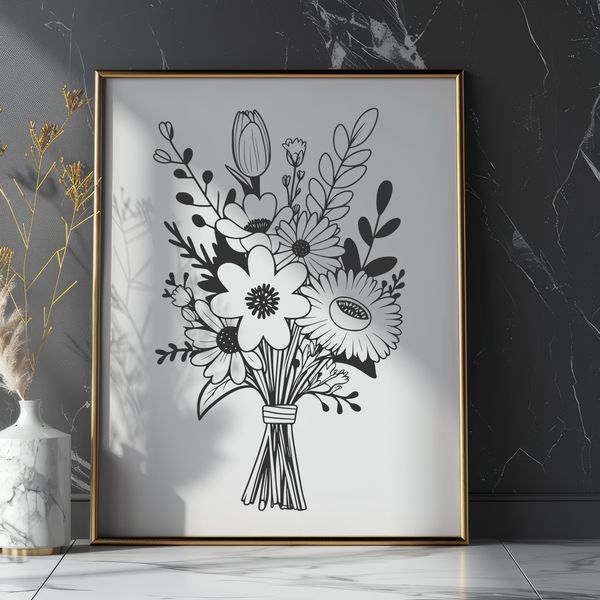 Free Floral Design Template A colorful bouquet of flowers in various shapes and sizes, perfect for decorating or crafting.