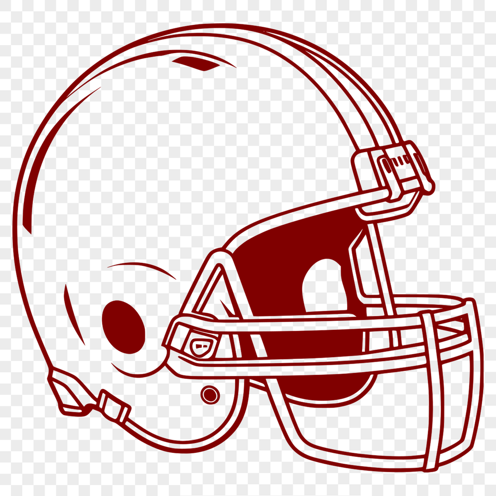 A stylized illustration of a football helmet, featuring the iconic shape of an American Football.