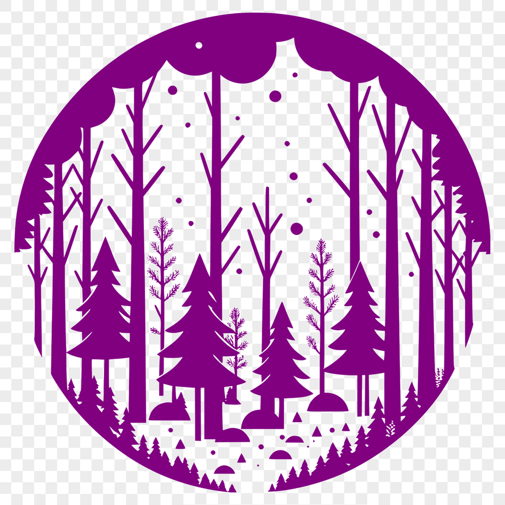 Dense Forest Silhouette A dense forest with trees in various stages of growth, suitable for vector design and cutting machine projects.