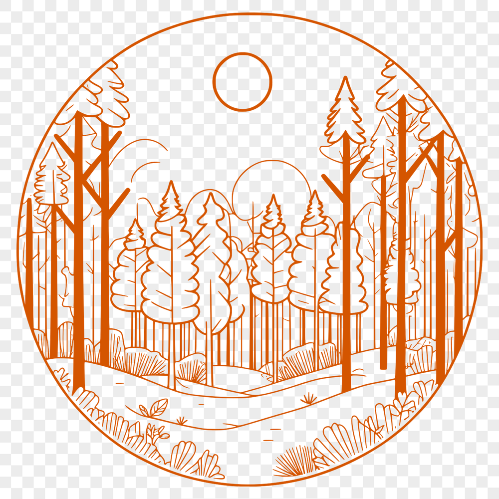 Lush Forest Landscape SVG Vector Art A digital representation of a lush forest landscape featuring trees and foliage, created using vector art.