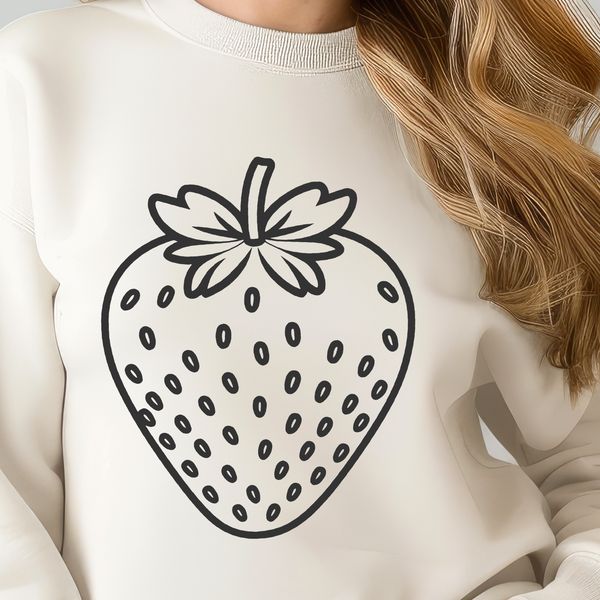 Strawberry SVG Design Element A digital illustration of a single strawberry, suitable for vector art and graphic design projects.