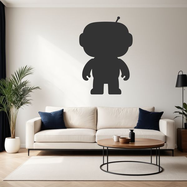 Illustrated robotic figure in sci-fi style.