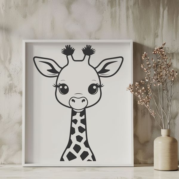 Spotted Savannah Friend A tall, spotted giraffe standing on a grassy plain.