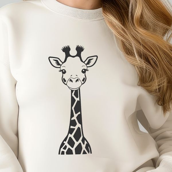 A majestic giraffe in a vibrant savannah landscape A high-quality SVG illustration of a giraffe standing in a savannah landscape, suitable for commercial or personal use.