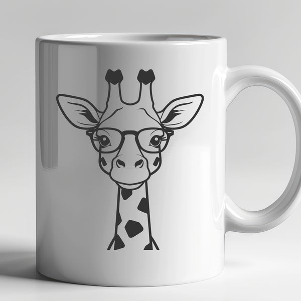 Savannah Animal SVG Free Download A tall, spotted savannah animal with long neck wearing glasses, suitable for graphic design.