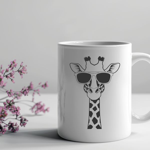 Giraffe in Shades A cartoon giraffe wearing sunglasses in a safari setting.