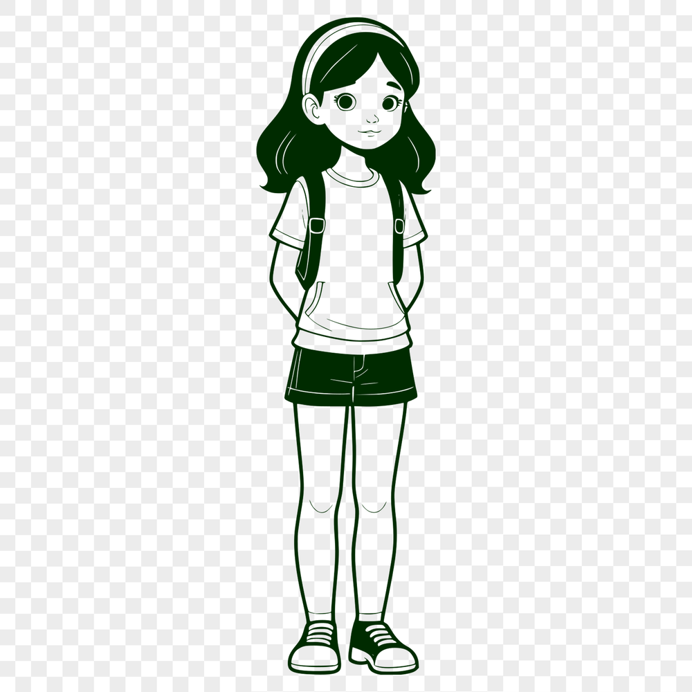 Beautiful Cartoon Character Design A young girl character illustrated in vector format.