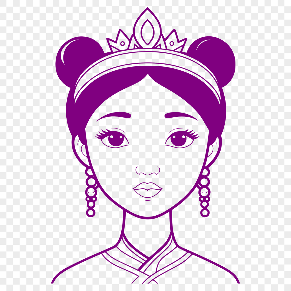 A vector illustration of a young female princess in traditional royal attire.