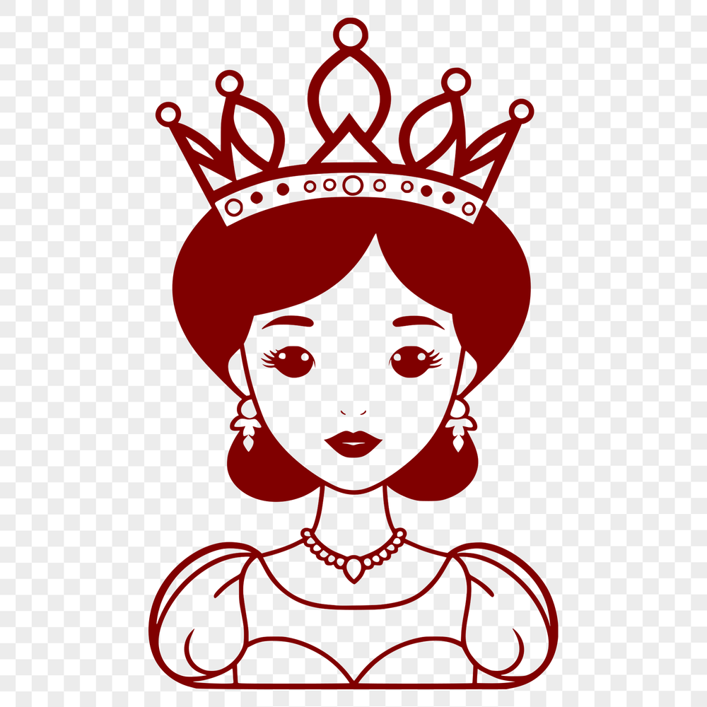 Vector illustration of a young female princess with regal attire.