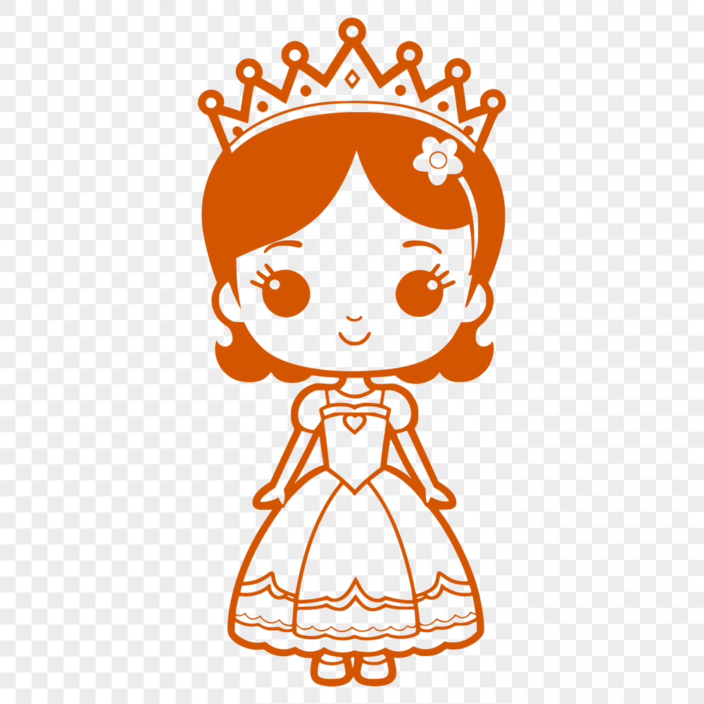 Royal Girl Clip Art A young female character in royal attire, suitable for various design projects.