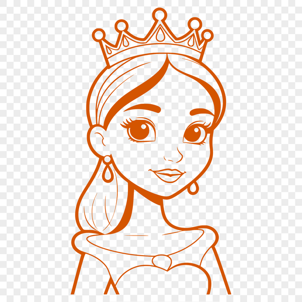 A young female character in royal attire, suitable for various digital applications.