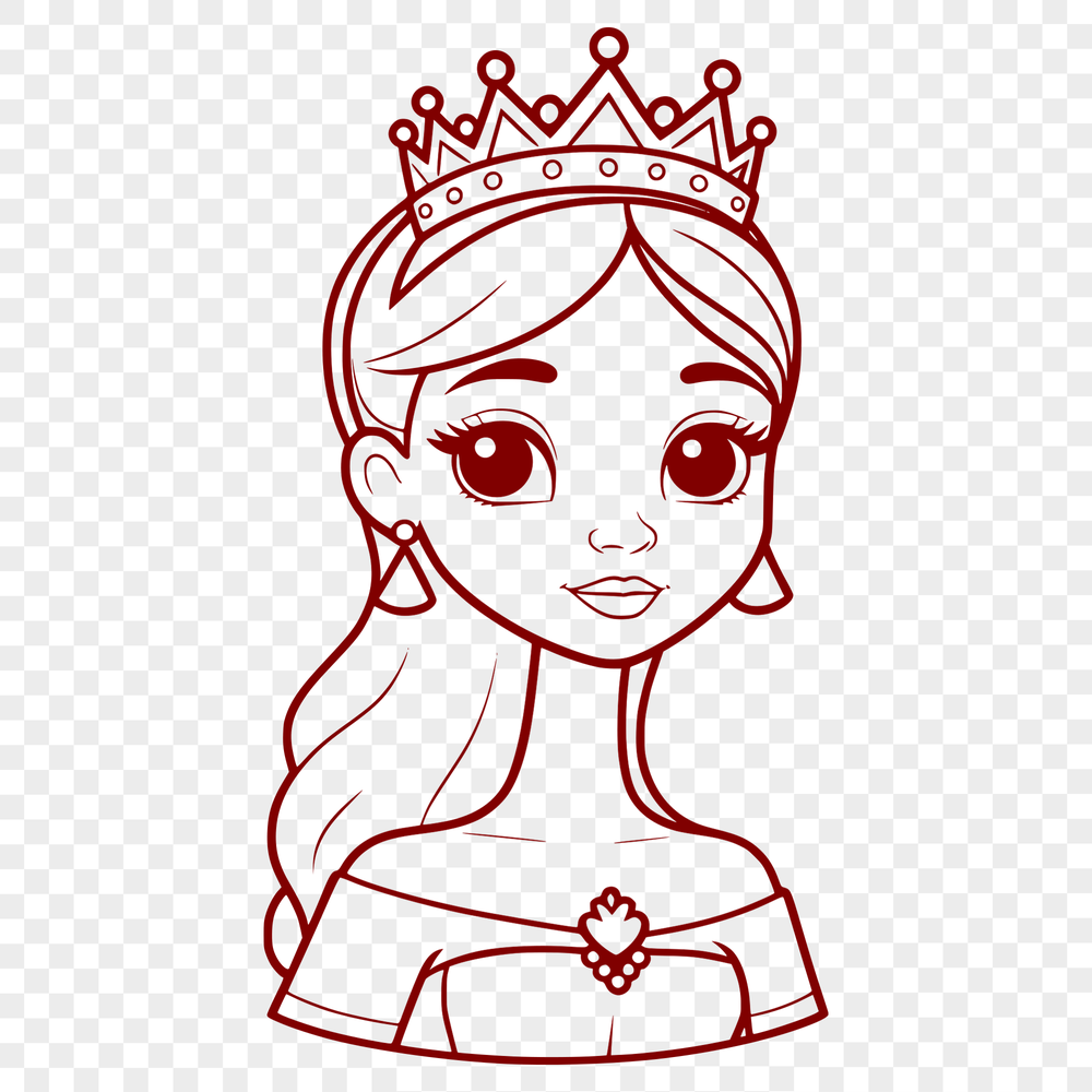 Royal Young Girl in Traditional Attire A detailed illustration of a young female princess in traditional attire.