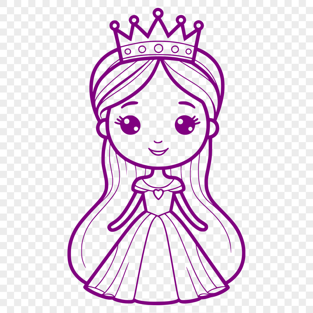 A digital illustration of a female character dressed in royal attire, suitable for use as clip art or vector design.