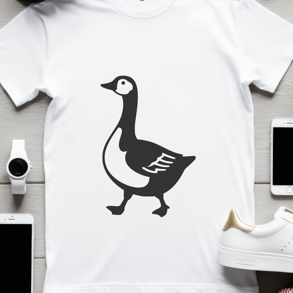 A detailed illustration of a goose in a neutral color palette, suitable for various designs and crafts.