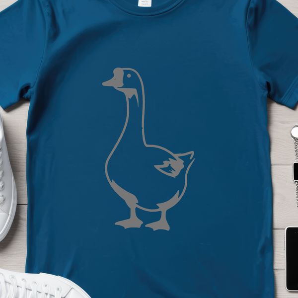 A vector illustration of a goose in simple silhouette form.