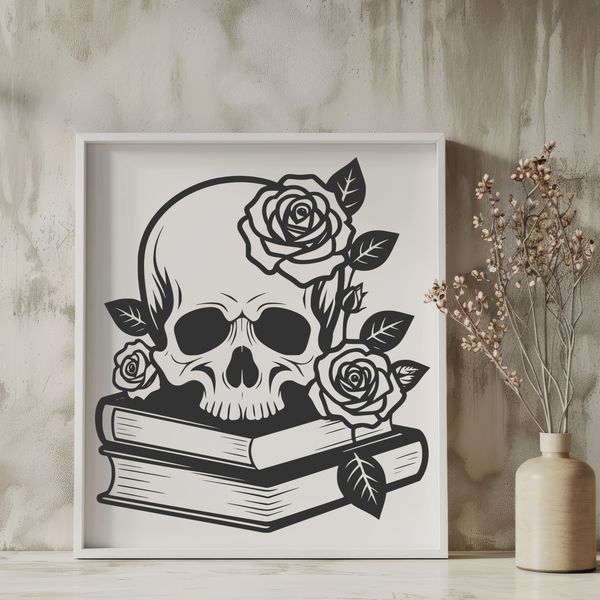 Beautiful Gothic Skull Art A detailed illustration of a skull with intricate design elements inspired by Gothic architecture.