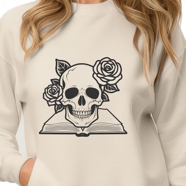 Elegant Skeleton Design A stylized gothic skull illustration with intricate details, suitable for vector art projects.