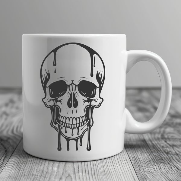 Beautiful Dripping Skull Design A stylized illustration of a dripping skull with gothic details, suitable for Halloween designs.