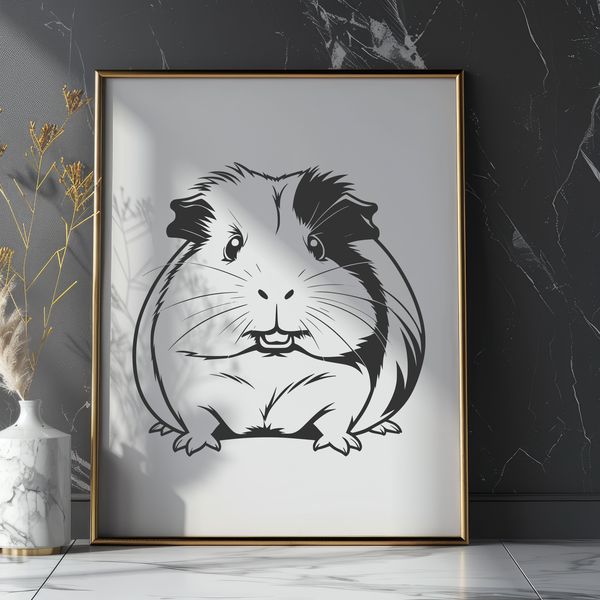 Adorable Guinea Pig Vector Illustration A detailed illustration of a guinea pig, created as a vector graphic for various design purposes.