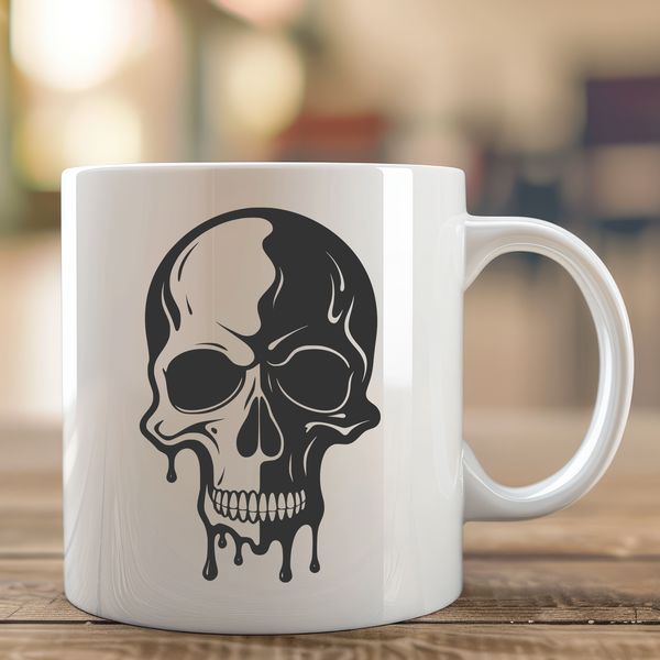 Intricate Vector Skull Art A gothic-inspired vector design of a dripping skull with intricate details.