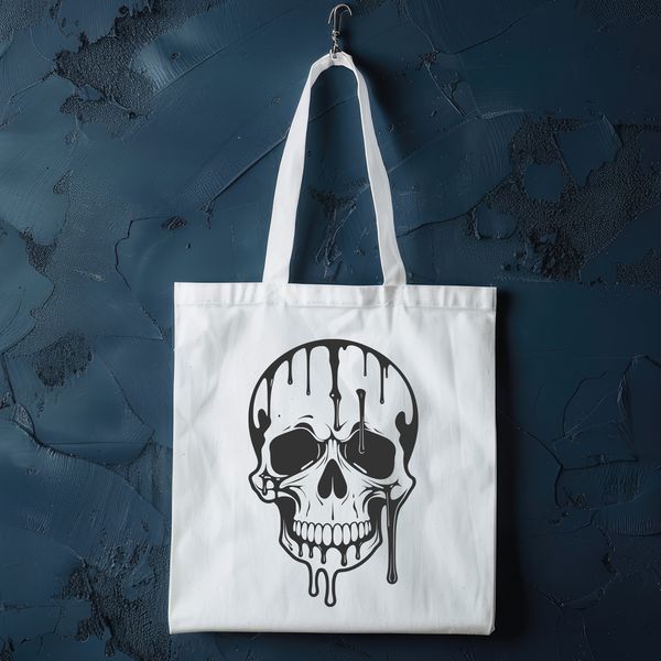 Free Halloween Clip Art Gothic-themed dripping skull illustration, suitable for Halloween decorations.