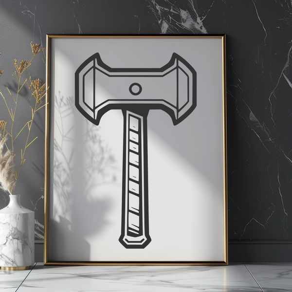 Minimalist Tool Design SVG A 2D illustration of a hammer tool with a minimalist design.