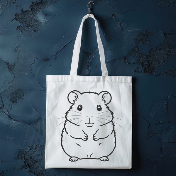 Cute Hamster Silhouette Vector Graphic A small, furry hamster sitting on its hind legs, illustration in vector format.