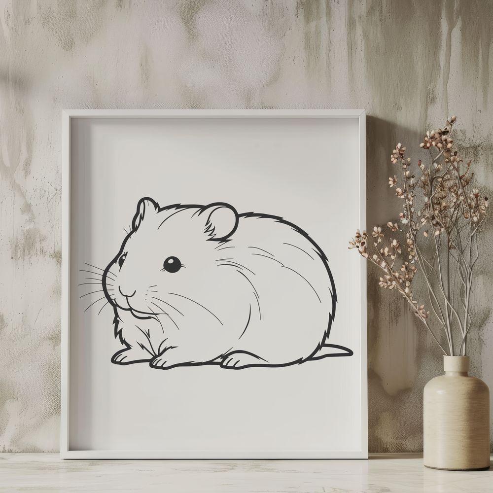 Adorable Furry Friend Vector Graphic A small, furry hamster standing on its hind legs, suitable for clip art or vector design projects.