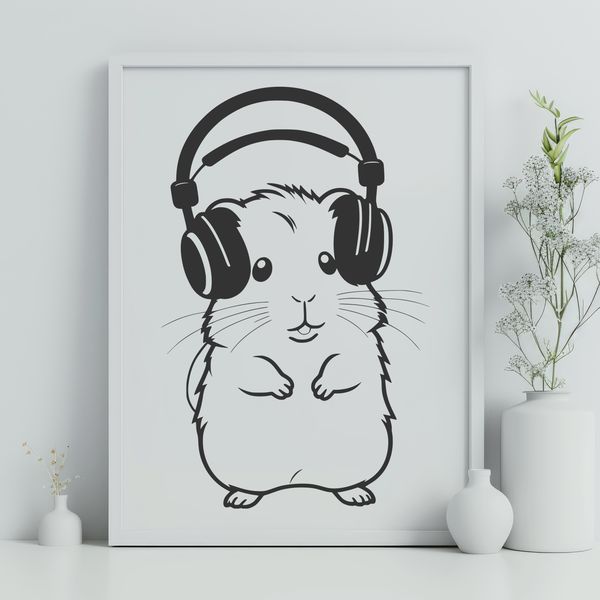 Cute Hamster SVG Illustration A detailed vector illustration of a small furry hamster with a playful expression.