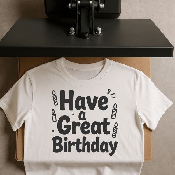 SVG graphic of a happy birthday message, ideal for printing or cutting with a Cricut machine.