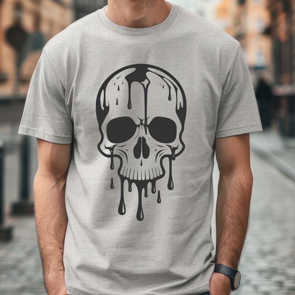 Free SVG Clip Art Design - Dripping Skull Gothic Symbol A stylized digital illustration of a dripping skull with gothic details.