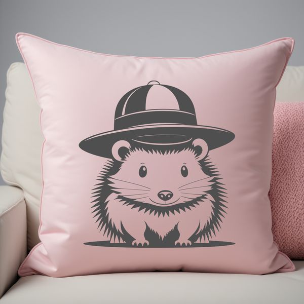 A stylized illustration of a hedgehog wearing a hat, suitable for various design purposes.