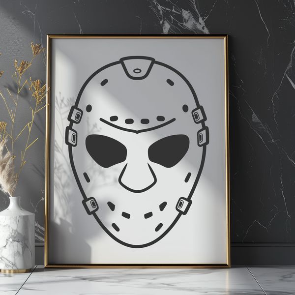 Ice Hockey SVG Icon Hockey player wearing protective gear, including a helmet with a hockey mask.