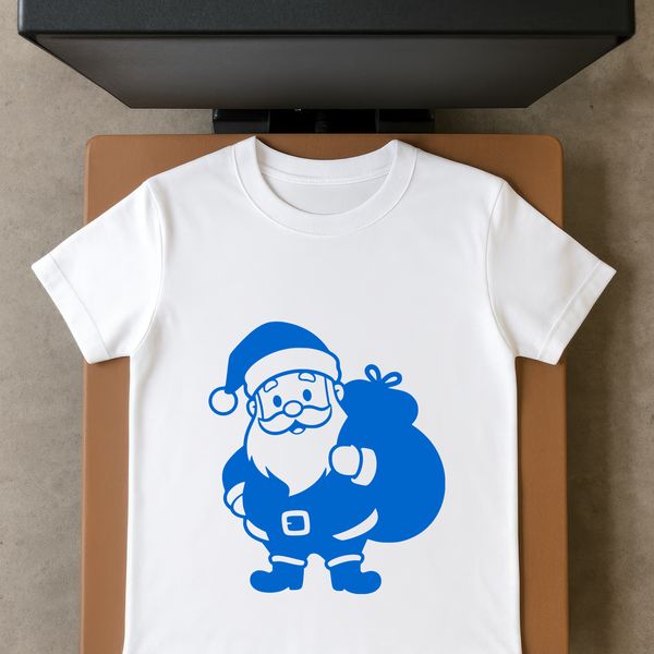 A digital illustration of Father Christmas in a traditional red coat with white fur trim.