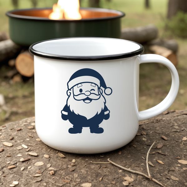 Jolly holiday figure with red suit and hat, suitable for Christmas decorations.