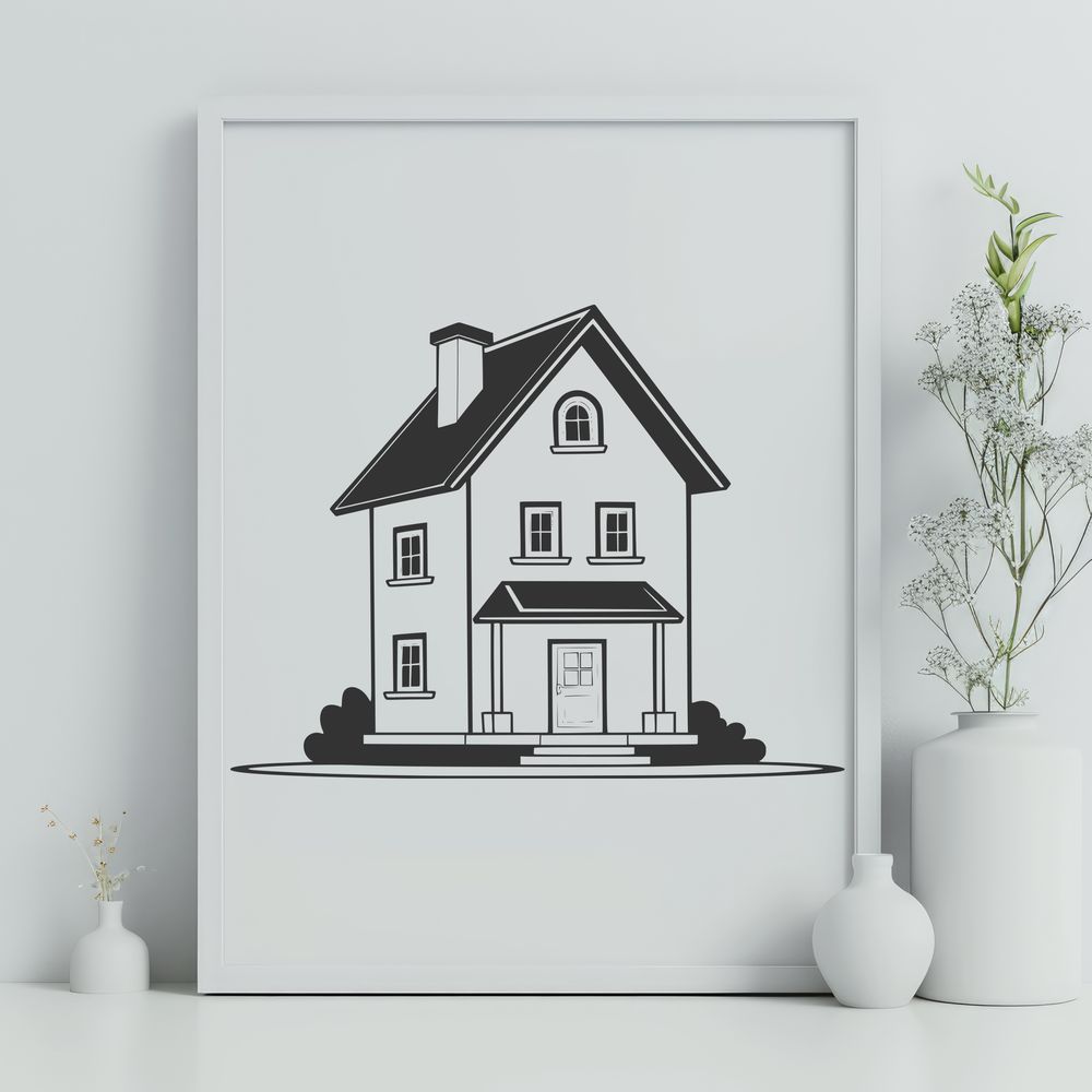 Simple House Vector Graphic Vector graphic representation of a typical home with basic architectural details.