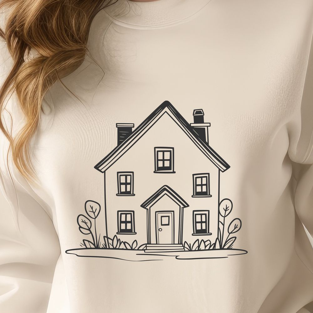 Free Vector House Illustration A 2D illustration of a typical residential building with a simple design.
