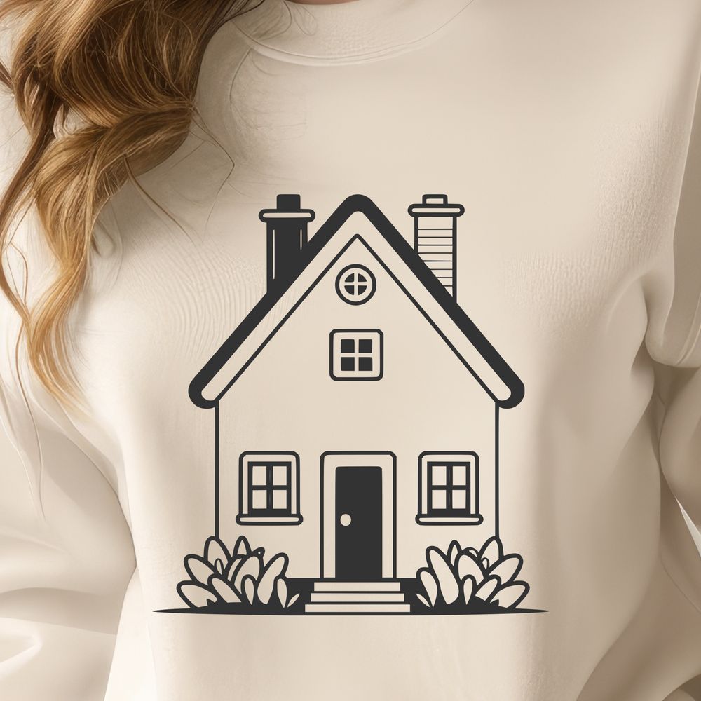 Minimalist Home Design Vector A minimalist design of a single-family home in simple vector lines.