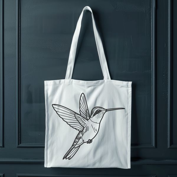 Outline Illustration of a Hummingbird An outline vector design of a hummingbird bird perched on a branch.
