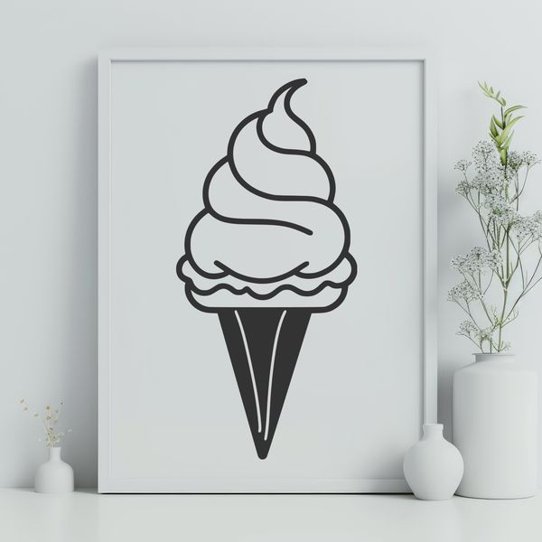 Bold Dessert Design SVG File A digital illustration of a colorful ice cream with a bold design.
