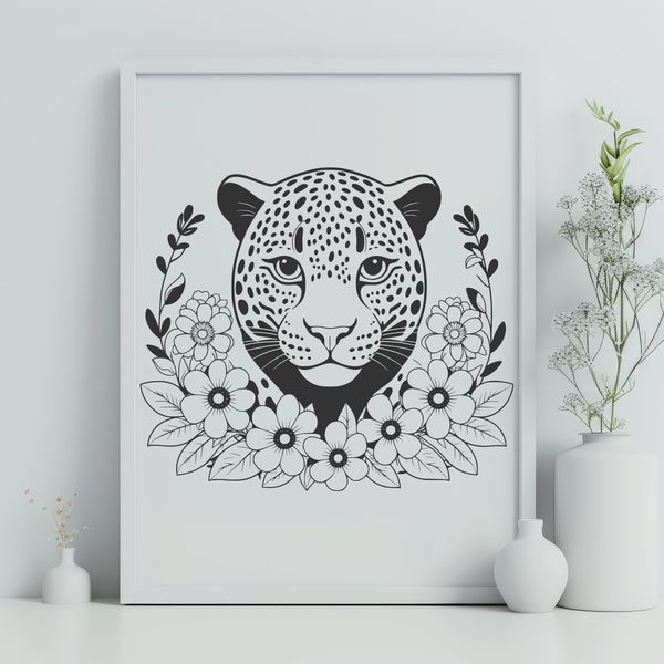 Big Cat Illustration in High-Resolution Vector Format A sleek, big cat with distinctive spots, depicted in high-resolution vector format.
