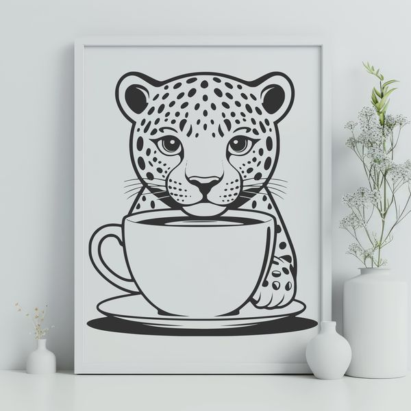 Beautiful Vector Jaguar A sleek jaguar standing proudly, depicted as a detailed vector illustration.