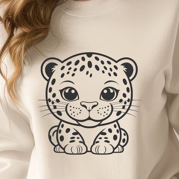 Wildlife Illustration with Spotted Feline A majestic big cat with distinctive spots, suitable for various design projects.