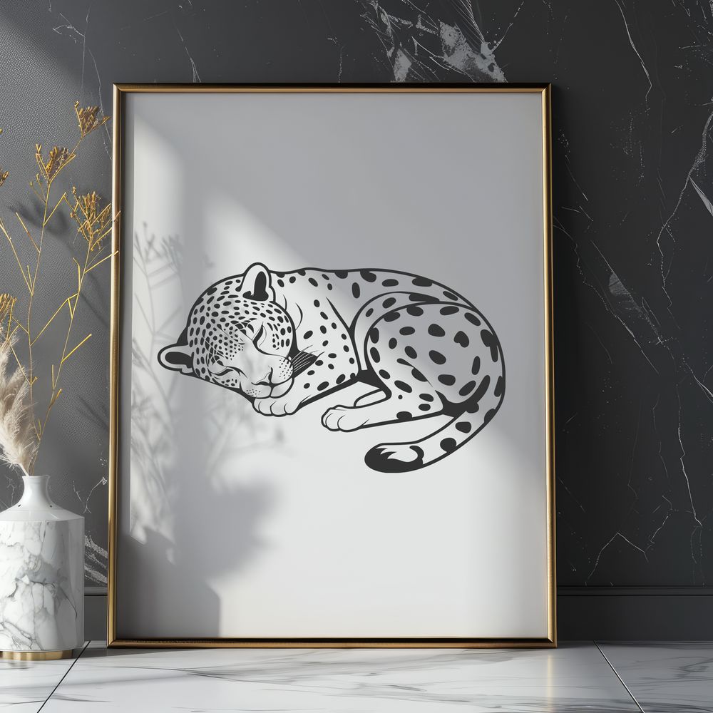 Wild Jungle Cat Design A sleeping big cat, specifically a jaguar, in vector format.