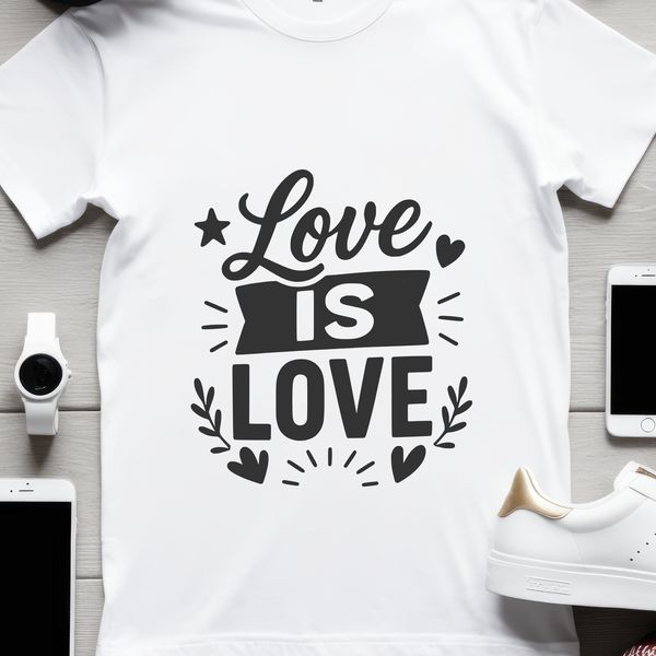 Love is Love SVG Quote LGBTQ inspirational quote in a modern font, designed for digital and craft uses.